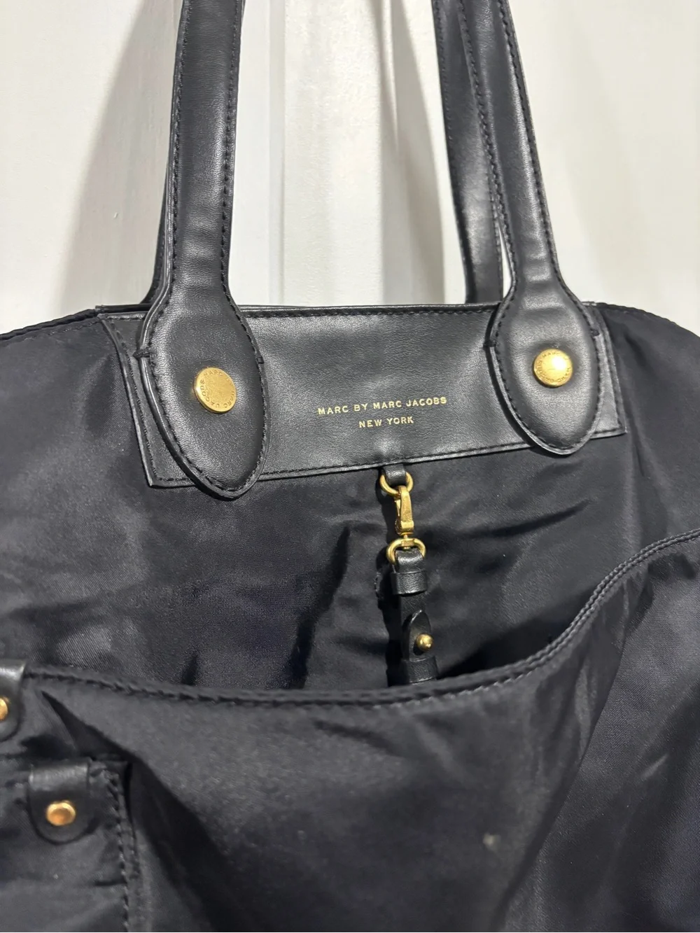 Mark Jacobs black nylon diaper bag